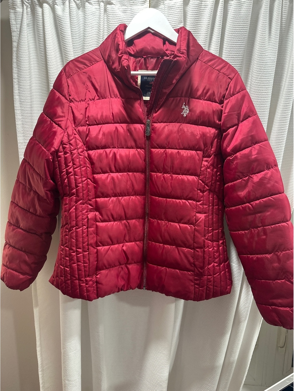 (6)U.S. Polo Assn. Women's Red Quilted Puffer Jacket XL
